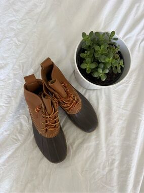 L.L. Bean Brown and Dark Brown Women's Waterproof Duck Boots